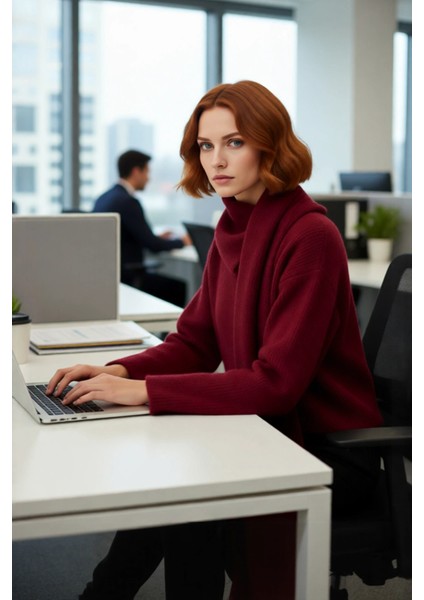 Kadın Kış Sezonu Regular Kalıp Şal Yaka Düşük Kol Kalın Crop Triko Kazak Günlük Rahat Stil fırsatları