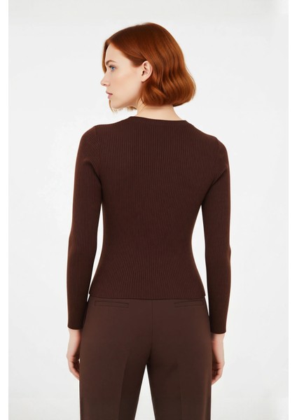 Kadın Fitted Bisiklet Yaka Triko Kazak Uzun Kollu Düz Desen Akrilik Ramadan Koleksiyonu Kaliteli modelleri