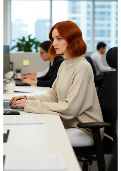 Kadın Basic Siluet Oversize Dik Yaka Ispanyol Kol Akrilik Triko Kazak Konforlu ve Modern Kaliteli