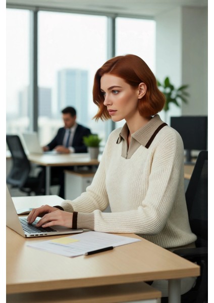 Kadınların Gardıroplarını Tamamlayan Dik Yaka Fermuarlı Renk Bloklu Triko Kazak Günlük Şıklık fırsatları