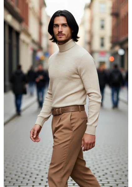 Erkekler Için Düz Desen Balıkçı Yaka Akrilik Triko Kazak Kış Sezonunda Rahatlığı ve Zarafeti fırsatları