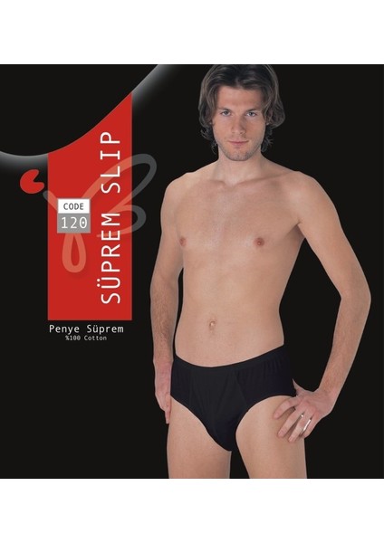 Erkek Siyah Süprem Penye Slip % 100 Pamuklu 3'lü Paket 120-3S
