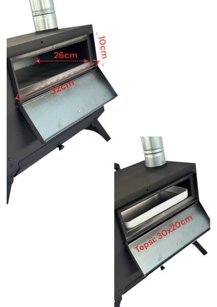 Kuzineli Kamp ve Çadır Sobası Katlanır Ayaklı Kamp Sobası Çantalı