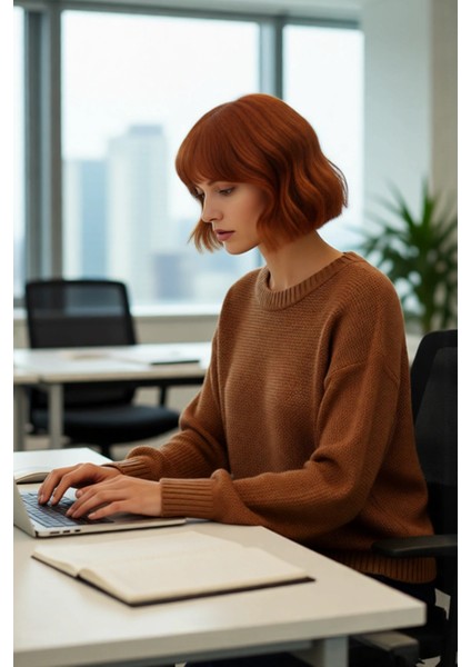 Kadınlara Özel Oversize Bisiklet Yaka Varak Baskılı Uzun Kollu Triko Kazak Kışlık Kombinler