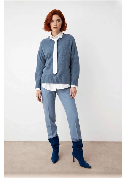 Kadın Düşük Kol Oversize Triko Kazak Bisiklet Yaka Yumuşak Dokulu Basic Kış Kombinleri Için Ideal fiyatları