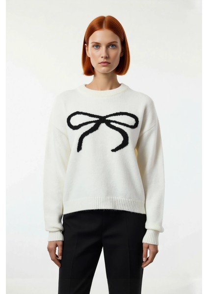 Kadın Regular Kalıp Selanik Dokuma Kurdele Desenli Basic Siluet Triko Kazak Günlük Giyim Kaliteli fiyatları