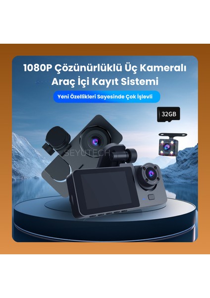 Araç Içi Hd Kamera 3 Kameralı Wifi Özellikli 1080P Full Hd Gece Görüşlü G-Sensör Dashcam Y15 fiyatları