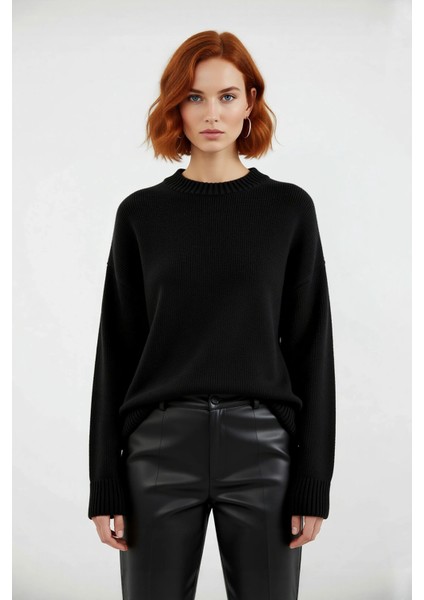 Kadın Düşük Kol Oversize Triko Kazak Bisiklet Yaka Yumuşak Dokulu Basic Kış Kombinleri Için Ideal fiyatları