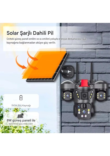 128GB O-Kam 7070 9mp Lens 3 Kamera Ultrahd 4g Solar Gece Görüş Kişi Takip Akıllı Güvenlik Kamerası Çakarlı indirimleri