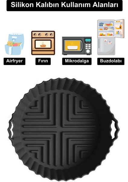 2 Adet Airfryer Silikon Pişirme Kabı - Kırmızı, Siyah - Tüm Airfryer'lara Uyumlu modelleri