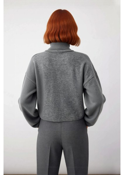 Kadın Oversize Balıkçı Yaka Düşük Kol Triko Kazak Süper Crop Boy Kışlık Rahat ve Şık Tasarım modelleri