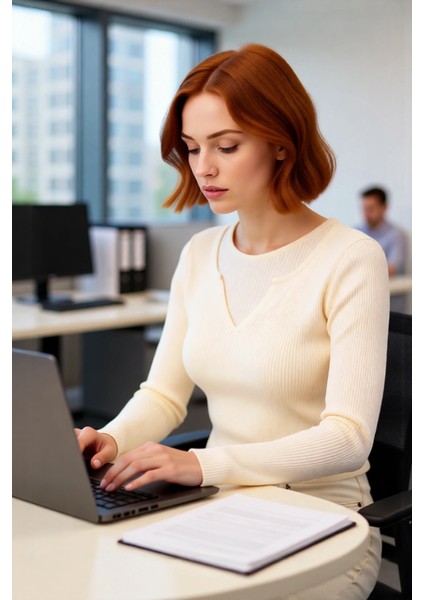 Şık Kadın Fitted Kesim Uzun Kollu Triko Kazak Renk Bloklu Basic Siluet Kış Sonbahar Kombinlerinin fırsatları