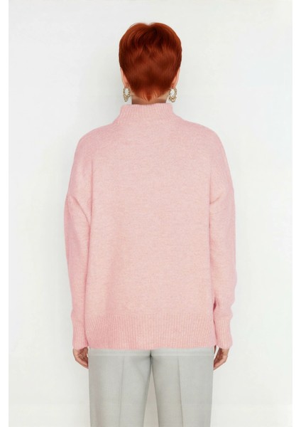 Kadın Basic Oversize Dik Yaka Triko Kazak Düşük Kol Uzun Boy Kışlık Günlük Şıklık Sunar Kaliteli fiyatları