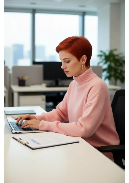 Kadın Basic Oversize Dik Yaka Triko Kazak Düşük Kol Uzun Boy Kışlık Günlük Şıklık Sunar Kaliteli fırsatları