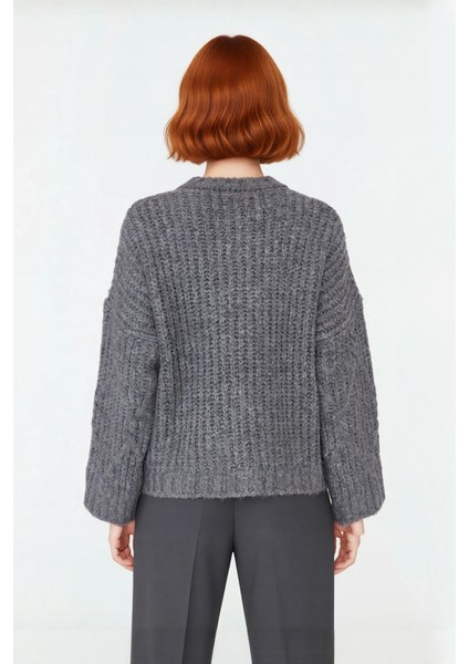 Kadın Kalın Saç Örgülü Oversize Triko Kazak Soğuk Havalar Için Şık Bisiklet Yaka Standart Kol fiyatları