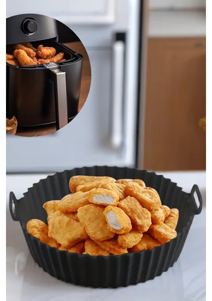 2 Adet Airfryer Silikon Pişirme Kabı - Kırmızı, Siyah - Tüm Airfryer'lara Uyumlu indirimleri