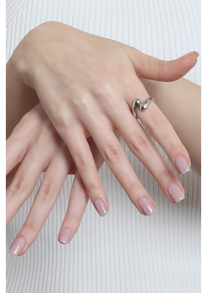 Kadın Minimalist Tarz Dolama Model Ayarlanabilir Su Damlası Yüzük