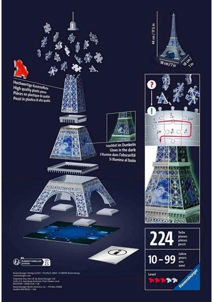 Ravensburger Karanlıkta Parlayan 3D Puzzle Eyfel RPB115914 fiyatları