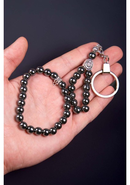 Hematit Taşı Bilek ve Anahtarlık Set Kombini