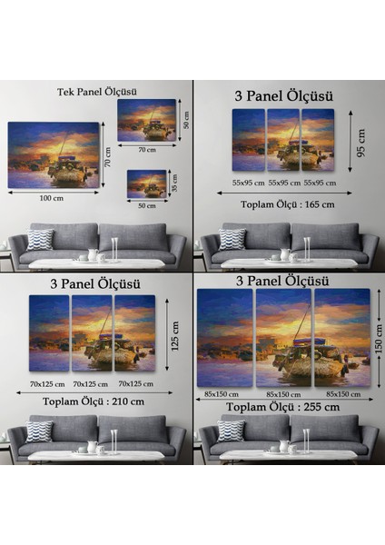 -Premier Kanvas Serileri- Vietnam'ın Mekong Yüzen Pazar Tho'da Tekne TABLOSU-1225