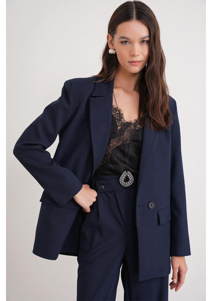 4516 Kadın Bezayağı Blazer Ceket Lacivert