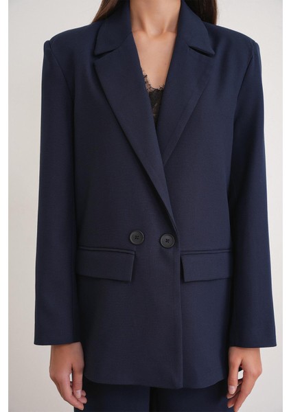 4516 Kadın Bezayağı Blazer Ceket Lacivert indirimleri