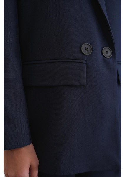 4516 Kadın Bezayağı Blazer Ceket Lacivert