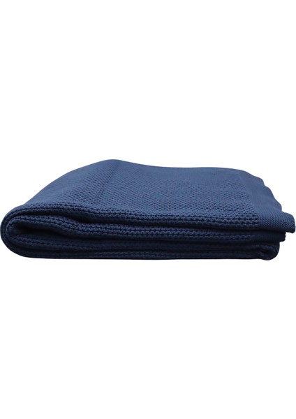 Liva Yumuşak Örgü Battaniye Düz Çift Kişilik 200X220 cm Indigo | Akrilik Yatak Örtüsü Dekoratif Şal modelleri