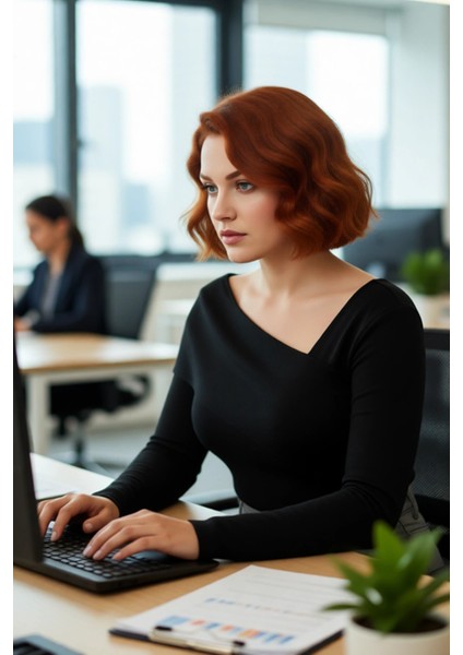 Şık Kadın Asimetrik Yaka Uzun Kollu Triko Kazak Modern Tasarımıyla Her Anınıza Zarafet Katıyor