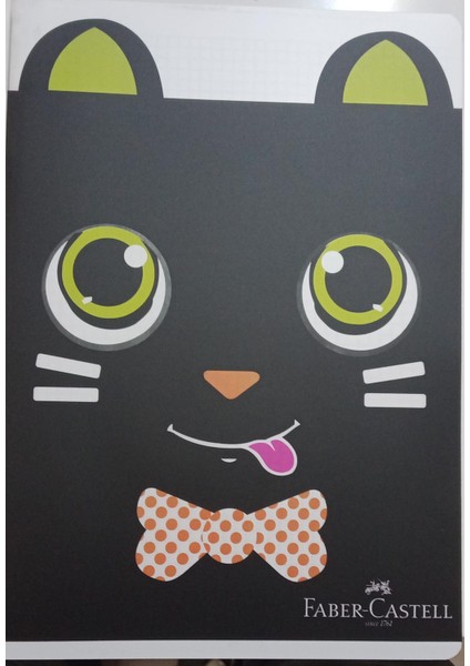 Faber Castell Ppk A4 Dikişli Kareli Defter 80 Yp Siyah Kedi Figürlü