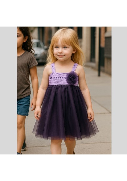 Çocuk Elbise Mor Tüllü, Tüm Özel Günler Için Ideal (6-12 Ay) fiyatları