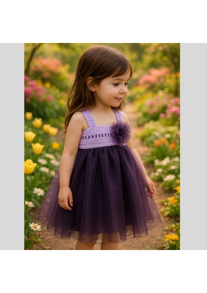 Çocuk Elbise Mor Tüllü, Tüm Özel Günler Için Ideal (6-12 Ay) fırsatları