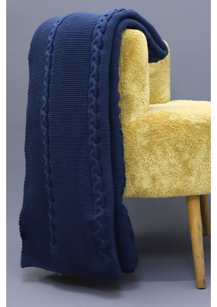 Yumuşak Örgü Battaniye Örgü 130X170 cm Indigo | Tek Kişilik Tv Battaniyesi – Dekoratif ve Hafif