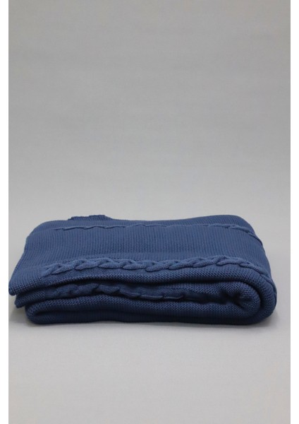 Yumuşak Örgü Battaniye Örgü 130X170 cm Indigo | Tek Kişilik Tv Battaniyesi – Dekoratif ve Hafif modelleri