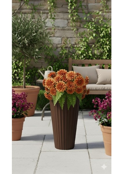 Lilyum Model Büyük Dekoratif Modern Saksı ve Vazo ( 30 cm x 58 cm ) Iç Hazneli