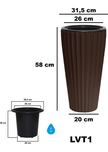 Lilyum Model Büyük Dekoratif Modern Saksı ve Vazo ( 30 cm x 58 cm ) Iç Hazneli fiyatları