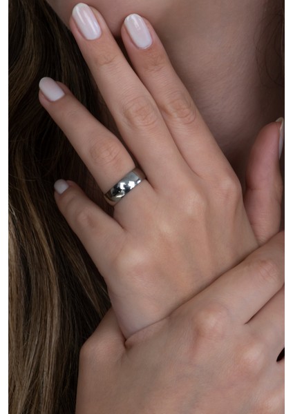 Rodyum Kaplama 6mm Gümüş Alyans ve Gümüş Tektaş Yüzük Seti WSR122