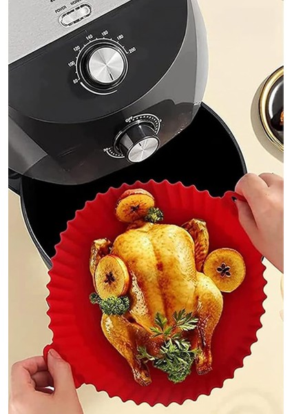 Airfryer Silikon Pişirme Kabı - Kırmızı - Tüm Airfryer'lara Uyumlu fırsatları