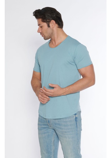 Erkek Geniş Yaka %100 Pamuk Salaş T-Shirt indirimleri