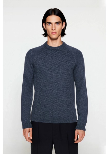 Unisex Kalın Triko Kazak Fitted Kesim Dokulu Yüzey Reglan Kol Bisiklet Yaka Kış Stiline Modern fiyatları