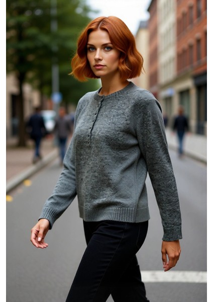 Kadın Triko Kazak Düğmeli Bisiklet Yaka Reglan Kol Orta Kalınlık Kış Mevsimi Için Casual Şıklık fırsatları