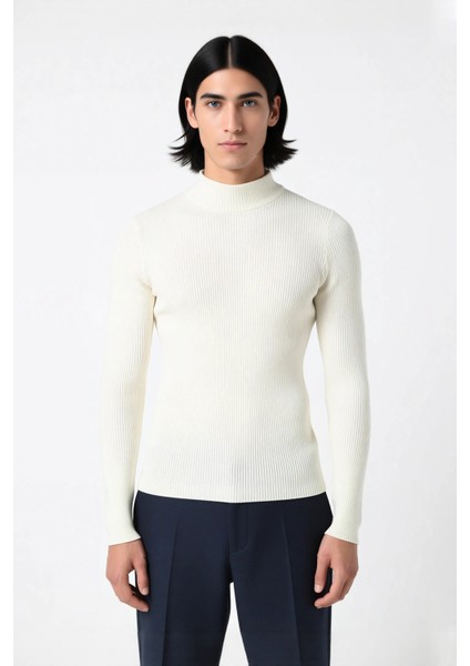 Erkek Fitted Dik Yaka Uzun Kol Triko Kazak Günlük Şıklık ve Konfor Için Ideal Seçim Kaliteli fiyatları