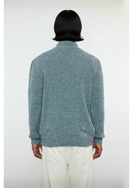 Erkek Gri Kalın Triko Düğmeli Dik Yaka Kazak Casual Ortamlar Için Konforlu ve Şık Tasarım Kaliteli modelleri