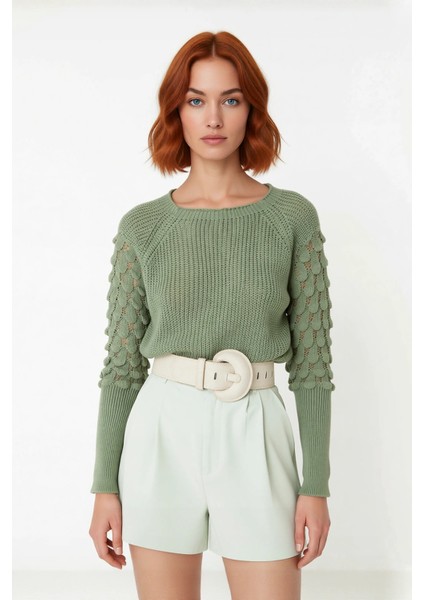 Kadın Konforlu Regular Kalıp Akrilik Dokulu Bisiklet Yaka Uzun Kollu Triko Bahar Kış Kazak