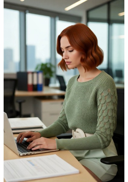 Kadın Konforlu Regular Kalıp Akrilik Dokulu Bisiklet Yaka Uzun Kollu Triko Bahar Kış Kazak fırsatları