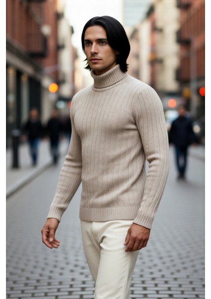 Erkek Basic Koleksiyon Fitilli Triko Balıkçı Yaka Kazak Soğuk Havalarda Konforlu ve Modern Şıklık modelleri