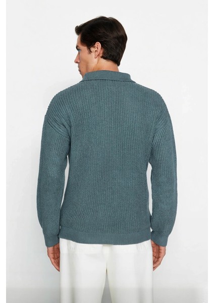 Unisex Geniş Kesim Polo Yaka Selanik Dokuma Triko Kazak Soğuk Havalarda Konforlu Stilin Adresi modelleri