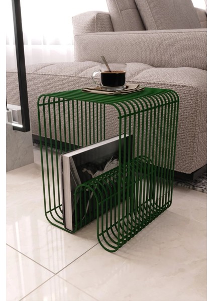 Viyana Tel Metal Tasarımlı Modern Paslanmaz Yan Sehpa, Dekoratif Metal Sehpa