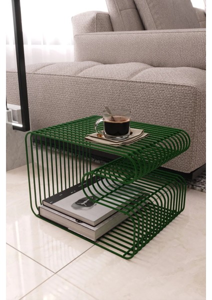 Viyana Tel Metal Tasarımlı Modern Paslanmaz Yan Sehpa, Dekoratif Metal Sehpa