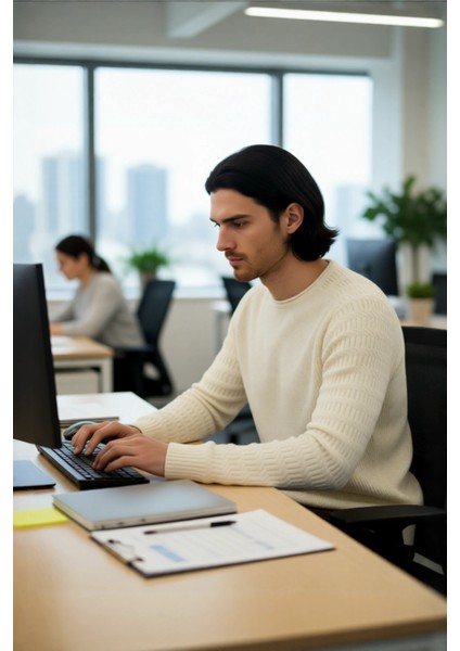 Erkek Uzun Kollu Fitted Kesim Basic Dokulu Triko Kazak Soğuk Havalarda Tarz Sahibi Görünüm